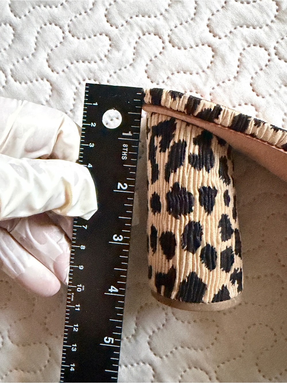 Loeffler Randall Leopard Knot Slide Mules Pleated Bow in Beige and Black Size 9 - Picture 10 of 14